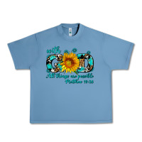 Pebble Blue with god all things are possible sunflower Urban Heavy Tee - AdoDesignShop
