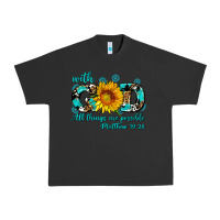 Pigment Black with god all things are possible sunflower Urban Heavy Tee - AdoDesignShop
