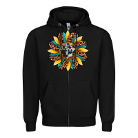 Black sunflower cowhide leopard Zipper Hoodie - Artiststas