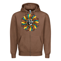 Chestnut sunflower cowhide leopard Zipper Hoodie - Artiststas