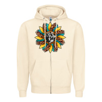 Sandshell sunflower cowhide leopard Zipper Hoodie - Artiststas