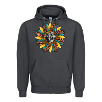 Smoke sunflower cowhide leopard Zipper Hoodie - Artiststas