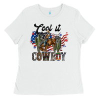 White cool it cowboy Ladies Tee - SublimationCraftShop
