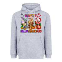 Heather Grey happy hallothanksmas coffee cups Heavyweight Hoodie - texasbilliewilder