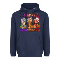 Navy happy hallothanksmas coffee cups Heavyweight Hoodie - texasbilliewilder