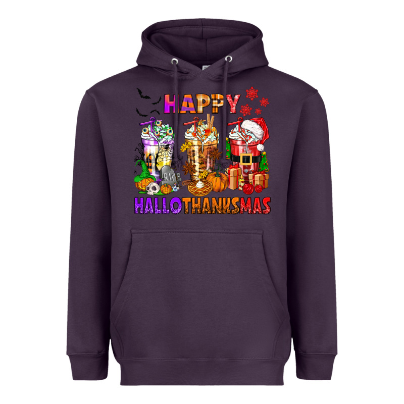 Happy Hallothanksmas Coffee Cups Heavyweight Hoodie by texasbilliewilder | Teevron