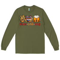 Army Green peace love beer Long Sleeve Tee - NancyCooperArtShop
