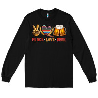 Black peace love beer Long Sleeve Tee - NancyCooperArtShop