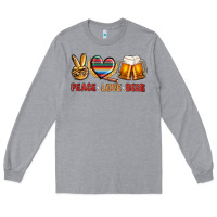 Heather Grey peace love beer Long Sleeve Tee - NancyCooperArtShop