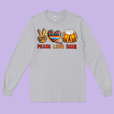 Peace Love Beer Long Sleeve Tee Designed By Nancycooperartshop