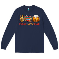 Navy peace love beer Long Sleeve Tee - NancyCooperArtShop