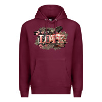Burgundy Love America 4th of july Premium Hoodie - HowdyJamesFarm