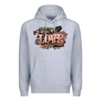 Heather Grey Love America 4th of july Premium Hoodie - HowdyJamesFarm