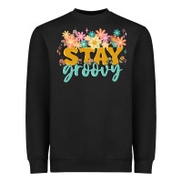 Black stay groovy Heavyweight Sweatshirt - MaliasSmallBusiness