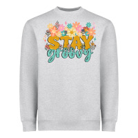 Heather Grey stay groovy Heavyweight Sweatshirt - MaliasSmallBusiness