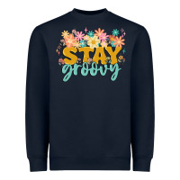 Navy stay groovy Heavyweight Sweatshirt - MaliasSmallBusiness