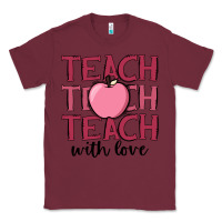 Burgundy teach with love Classic Tee - JahusDesignShop