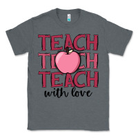 Charcoal Heather teach with love Classic Tee - JahusDesignShop