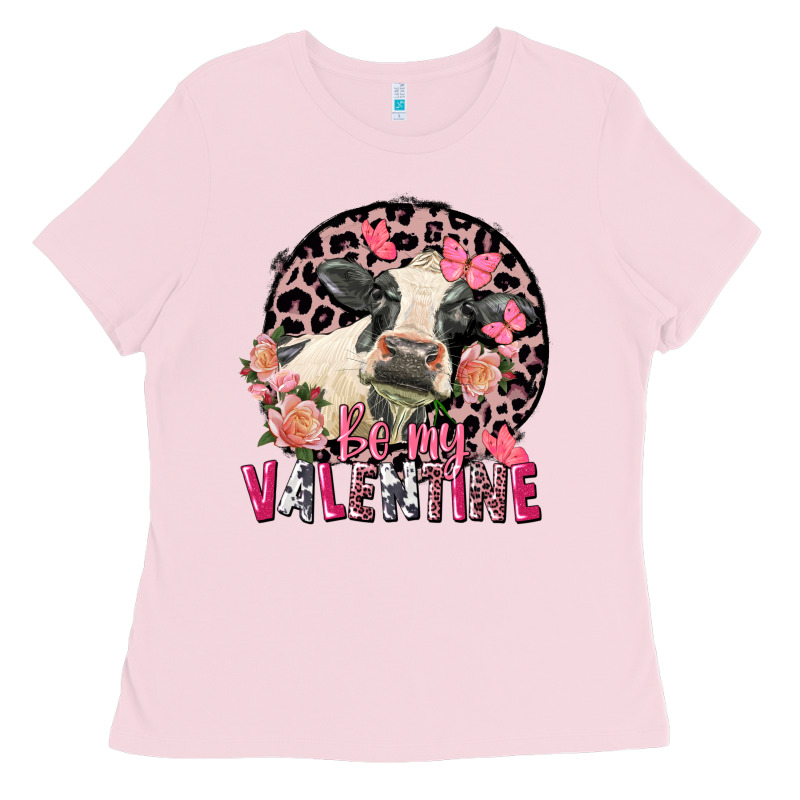 Be My Valentine Holstein Cow Valentine's Day Ladies Tee by FaDigitalArtStudio | Teevron