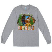 Heather Grey long live cowgirls Long Sleeve Tee - NancyCooperArtShop