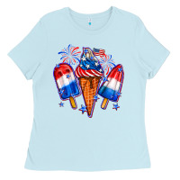 Baby Blue 4th of July ice creams Ladies Tee - Neo Western