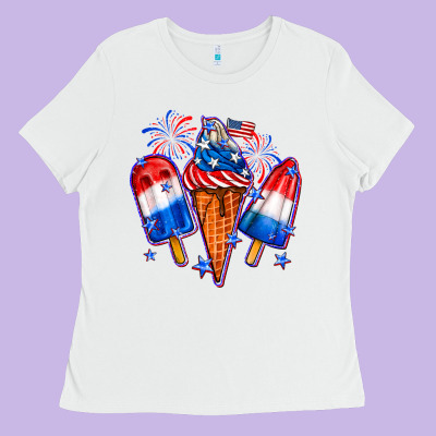4th Of July Ice Creams Ladies Tee Designed By Neo Western