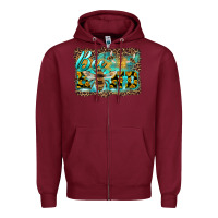 Burgundy bee kind with sunflower and leopard background Zipper Hoodie - Artiststas