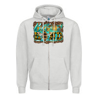 Dove Grey bee kind with sunflower and leopard background Zipper Hoodie - Artiststas