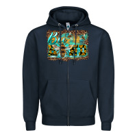 Navy bee kind with sunflower and leopard background Zipper Hoodie - Artiststas