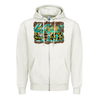 Oatmeal Heather bee kind with sunflower and leopard background Zipper Hoodie - Artiststas