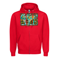 Red bee kind with sunflower and leopard background Zipper Hoodie - Artiststas
