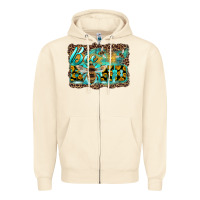 Sandshell bee kind with sunflower and leopard background Zipper Hoodie - Artiststas