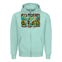 Seafoam bee kind with sunflower and leopard background Zipper Hoodie - Artiststas