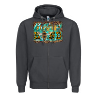 Smoke bee kind with sunflower and leopard background Zipper Hoodie - Artiststas