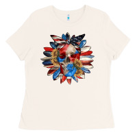 Bone 4th of July sunflower skull 4th of july Ladies Tee - CowGirlArtShop