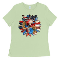 Matcha 4th of July sunflower skull 4th of july Ladies Tee - CowGirlArtShop