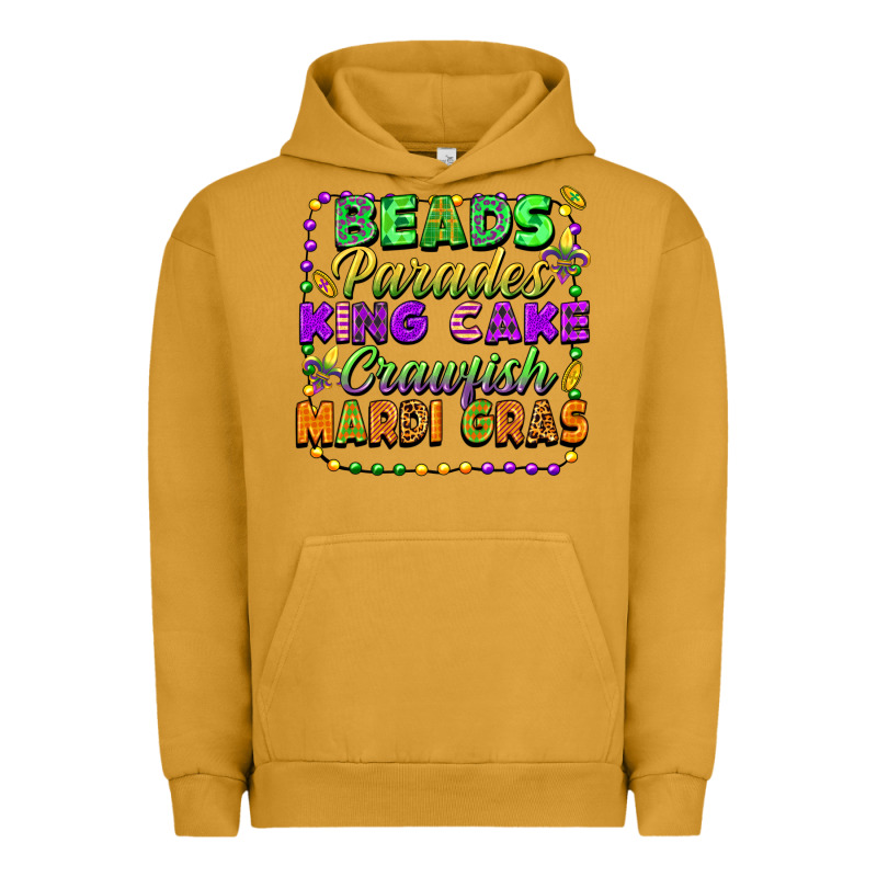 Beads Parades King Cake Crawfish Mardi Gras Urban Hoodie by FaDigitalArtStudio | Teevron