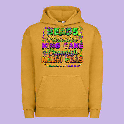 Beads Parades King Cake Crawfish Mardi Gras Urban Hoodie Designed By Fadigitalartstudio