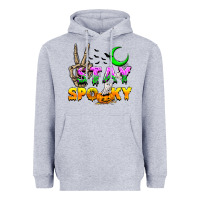 Heather Grey Stay spooky Heavyweight Hoodie - NancyCooperArtShop