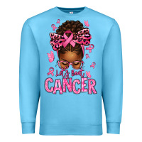 Ocean Blue lets beat cancer afro messy bun Premium Sweatshirt - texasbilliewilder
