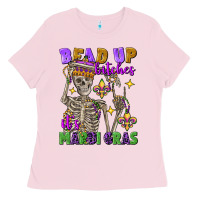 Bubblegum Pink bead up bitches it's mardi gras skeleton Ladies Tee - FaDigitalArtStudio