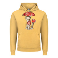 Vintage Mustard Autumn Mushroom Illustrations Vintage Hoodie - LillyAllenDesigns