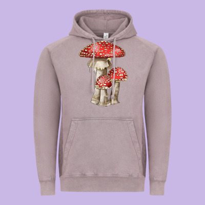 Autumn Mushroom Illustrations Vintage Hoodie Designed By Lillyallendesigns