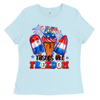 Baby Blue 4th of July ice creams tastes like freedom Ladies Tee - Neo Western
