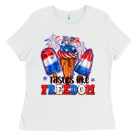 White 4th of July ice creams tastes like freedom Ladies Tee - Neo Western