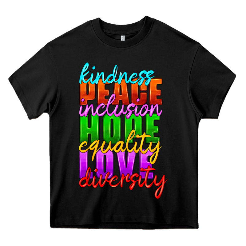 Kindness Peace Inclusion Hope Equality Love Diversity Heavy Core Tee by HRA Design Shop | Teevron