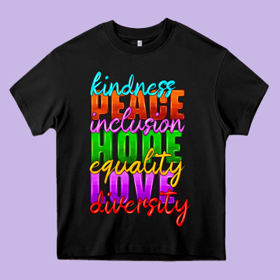 Kindness Peace Inclusion Hope Equality Love Diversity Heavy Core Tee Designed By Hra Design Shop