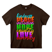 Chocolate Brown kindness peace inclusion hope equality love diversity Heavy Core Tee - HRA Design Shop
