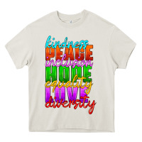 Cream kindness peace inclusion hope equality love diversity Heavy Core Tee - HRA Design Shop