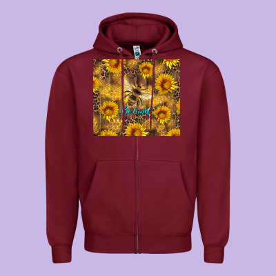 Be Kind Bee And Sunflowers Zipper Hoodie Designed By Artiststas